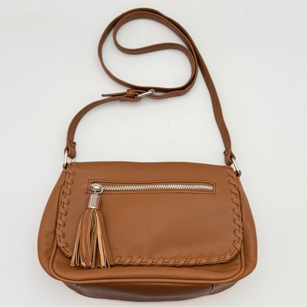 Nine West Tan Crossbody Handbag with Tassel Design - Picture 10 of 14